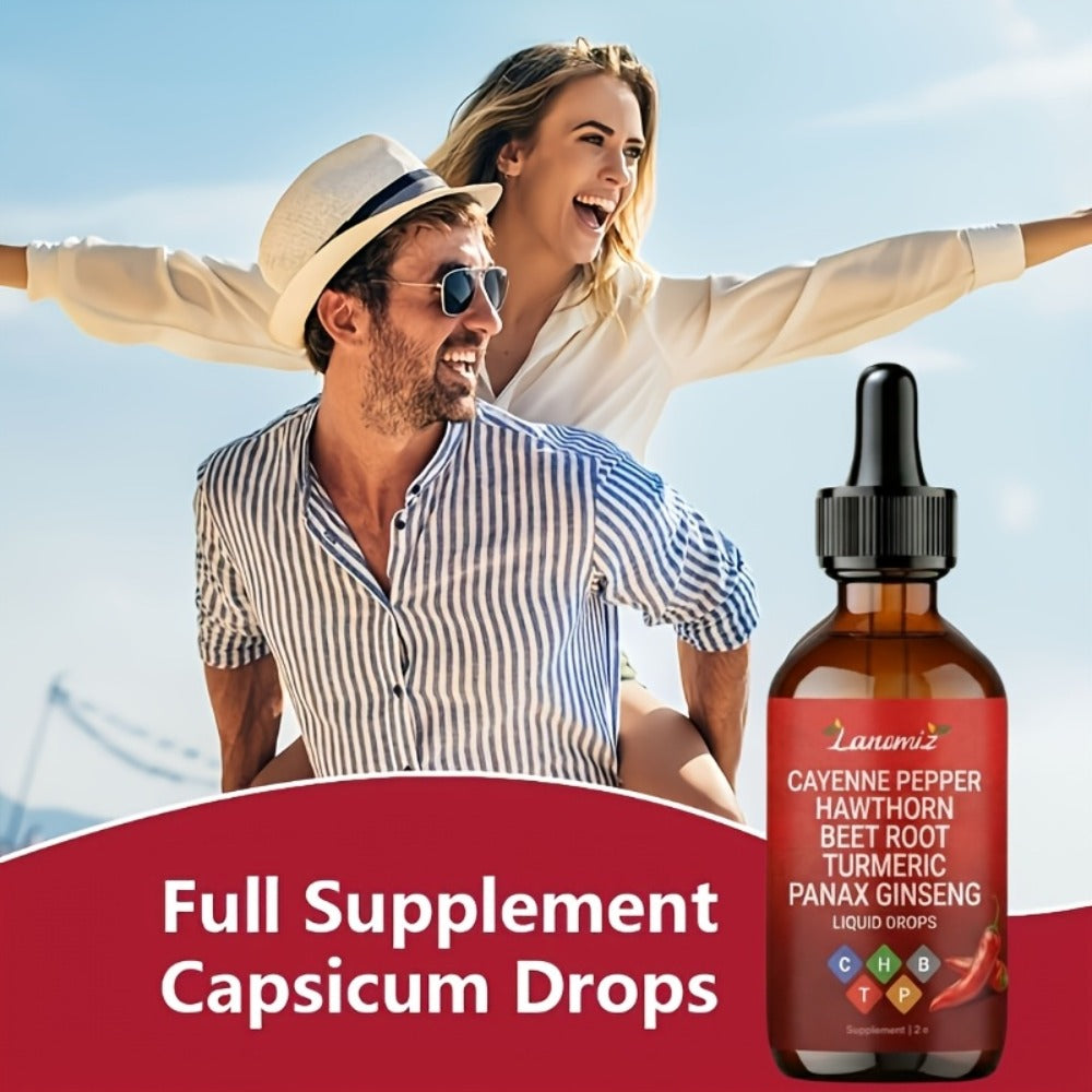 [Father's Day Special] Cayenne Pepper Supplement Liquid Drops, All-in-One Liquid Supplement with Cayenne, Beet Root, Turmeric, Hawthorn, Ginseng & Ceylon Cinnamon. 2fl.oz Daily Health Drops. Allergy-Friendly & Unisex. Father's Day Special, Local Warehouse