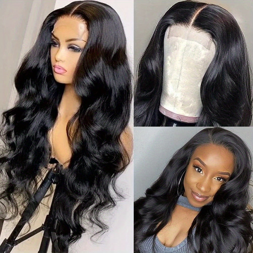 Body Wave Lace Front Wig Human Hair Glueless 4x4x1 Lace Closure Wig Pre Plucked with Baby Hair Natural Hairline Natural Color for Black Women 14-24 Inch