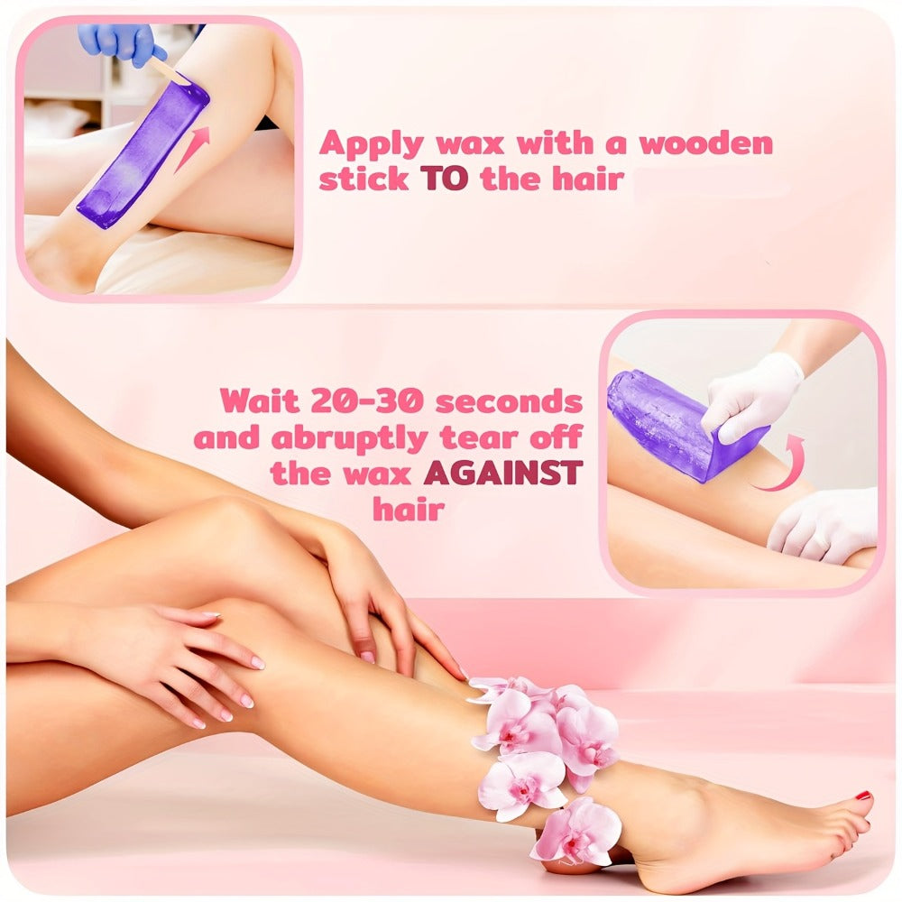Waxing Kit Hair Removal Women Men Wax Warmer Hair Removal At Home with 5 Bags Wax Beans Body Waxing for Eyebrows Nose Cheeks Arms Bikinis (Family Kit)