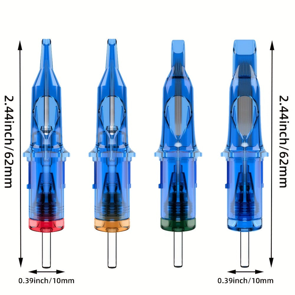 Tattoo Cartridge Needles 50pcs POSEIDON V3 Mixed Assorted Sizes with Membrane Safety Cartridges Stainless Steel Sterile Needles for Tattoo Machine Pen RL RS RM