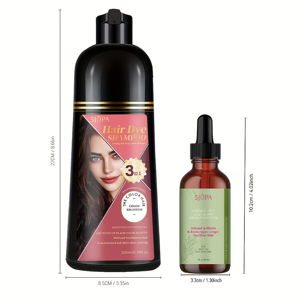 Hair Color Dyeing Shampoo 3-in-1 — Plant Squalane & Glycerin Formula | Colors, Conditions & Cleanses in One Wash | 10 Shades | Easy At-Home Hair Coloring