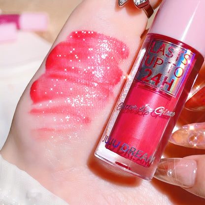 Lip Gloss & Lip Stain Set — Waterproof 24H Long-Lasting, Glitter Shine, Moisturizing Lip Oil, Berry Coral Pink Red Shades, High-Impact Color for Festivals & Everyday Glam