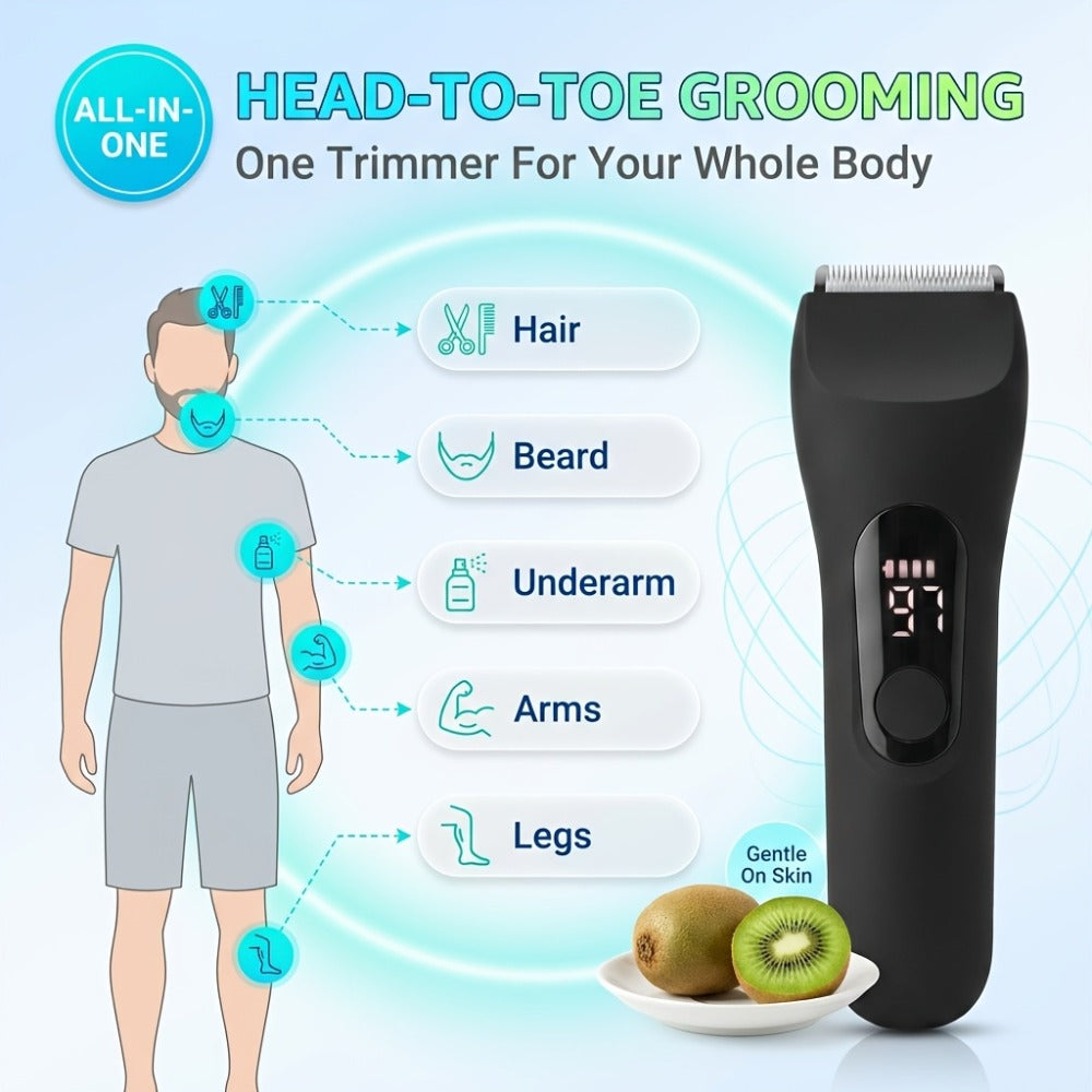 [5-in-1] TAZTIR Men's Beard Trimmer and Full Body Grooming Kit, IP67 Waterproof Electric Razor, Suitable for Facial Beard, Chest Hair, and Private Areas, USB Rechargeable Hair Clipper, LED Display, Skin-Friendly Ceramic Blades Gift Box Set