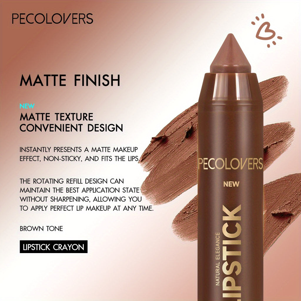 6pcs Matte Lip Liner in Brown Tube, Long-lasting, Smooth Contouring, Non-smearing, Used to Outline and Fill Lips, Various Shades