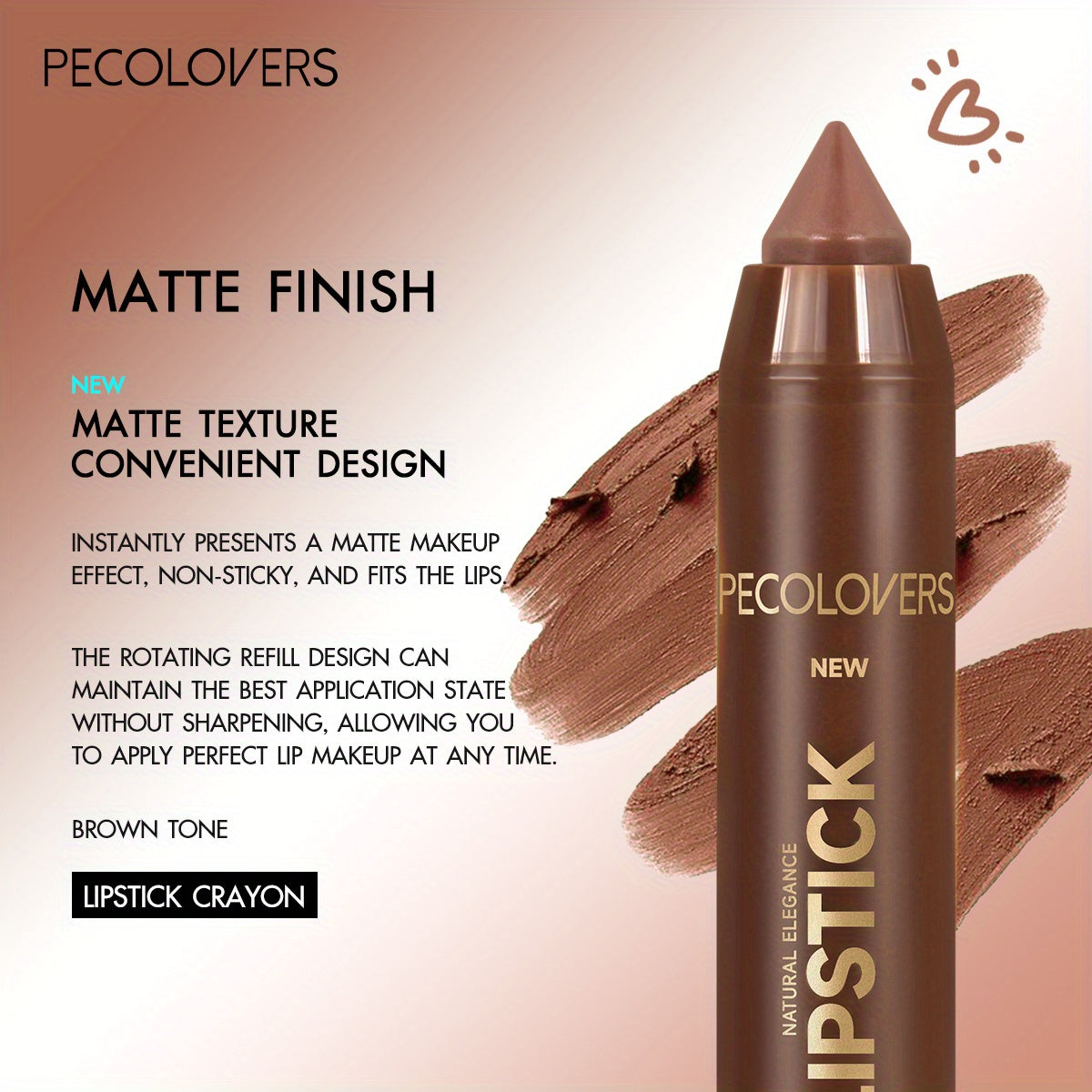 6pcs Matte Lip Liner in Brown Tube, Long-lasting, Smooth Contouring, Non-smearing, Used to Outline and Fill Lips, Various Shades