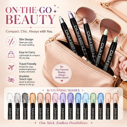 Eyeshadow Stick Set 16 Colors Highly Pigmented Waterproof Matte & Shimmer Eye Makeup Pencil Kit - Blendable Crease-Proof Long-Lasting Eye Crayon for Women Beginners Daily & Glam Looks