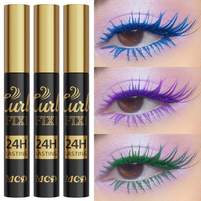 Mascara Set 3-Piece Colorful Bright Shades with Eyebrow Pencil, Eyeshadow Pencil & Waterproof Eyeliner - Long-Lasting Curled Effect Eye Makeup Kit for Everyday, Clubbing & Party Looks