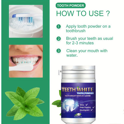 Teeth Cleaning Powder with Baking Soda, Honeysuckle & Mint Extract, 80ml Natural Tooth Whitening Powder for Fresh Breath & Stain Removal, Long-Lasting Minty Fragrance, Daily Oral Care Dental Powder