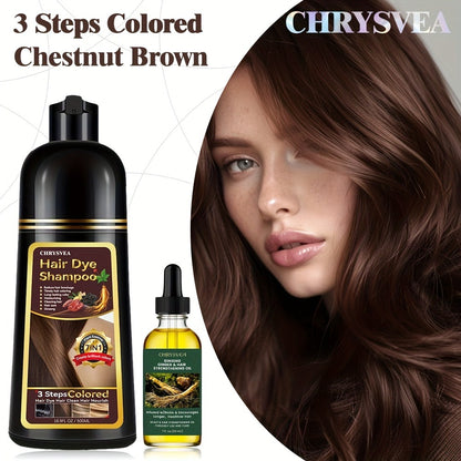 Hair Dye Shampoo & Rosemary Essential Oil Set 7-in-1 — 100% White Hair Coverage, Herbal Formula, Long-Lasting Color, 9 Shades, Unisex, 16.91 oz