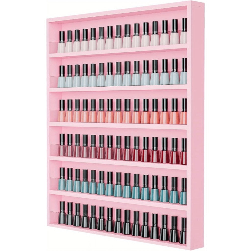 6 Layers/ 10 Layers Nail Polish Rack, Wall Mount Nail Polish Organizer W/ Acrylic Baffle, Salon Display Rack for Home Spa And Nail Studio, Pink/ White/ Black