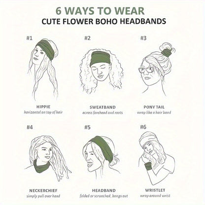 Headbands for Women 8 Pack Wide Floral Turban Head Bands Non-Slip Elastic Boho Hair Wrap for Sports Yoga Running Workout Sweatband Fashion Hair Accessories for Women Men Daily Use Gift Set