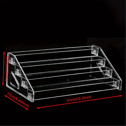 Acrylic Nail Polish Display Stand 4 Tier Transparent Organizer Rack Gel Polish Holder Makeup Shelf for Nail Studio Salon Home Countertop Storage No Assembly Tools Needed Formaldehyde-Free