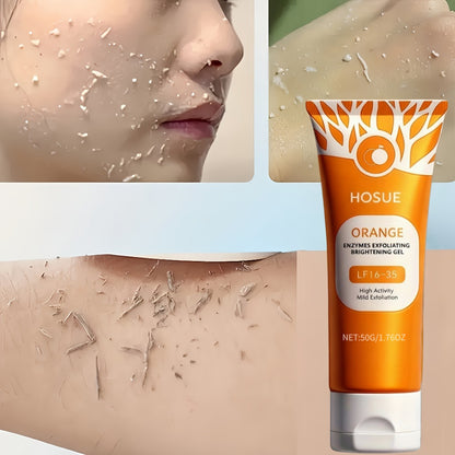 Orange Exfoliating Gel Face & Body Brightening Radiance Booster Gentle Hypoallergenic Exfoliant for All Skin Types Daily Glow Skin Care 50g