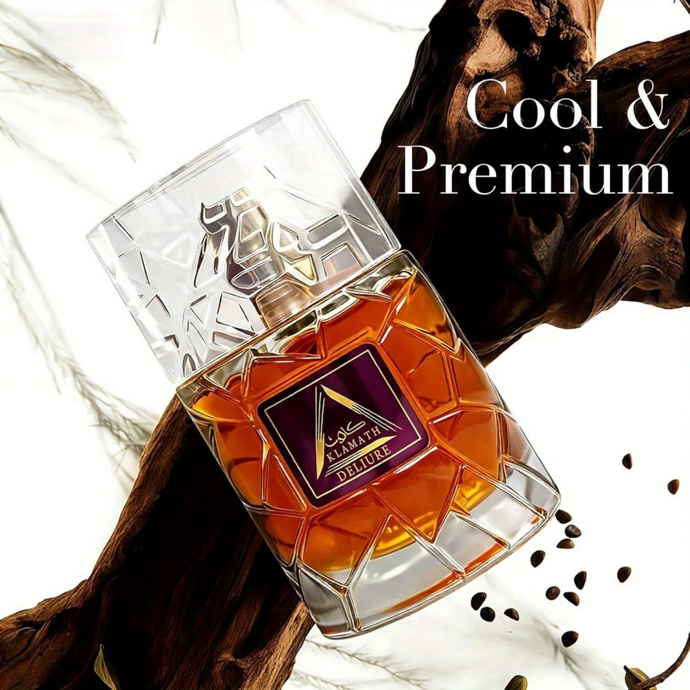 Men's Eau de Toilette Long-Lasting Warm Spicy Cologne Vanilla Amber Cinnamon Bergamot Tonka Bean Day to Night Fragrance Klamath Deliur Brown Edition Gift