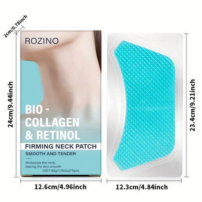 Neck Mask Patch 5pcs — Bio Collagen, Bee Venom & 4-in-1 Retinol Neck Lift, Firming & Brightening Gel Patch, Reduces Wrinkles & Sagging, Smoother Younger-Looking Neck Skin