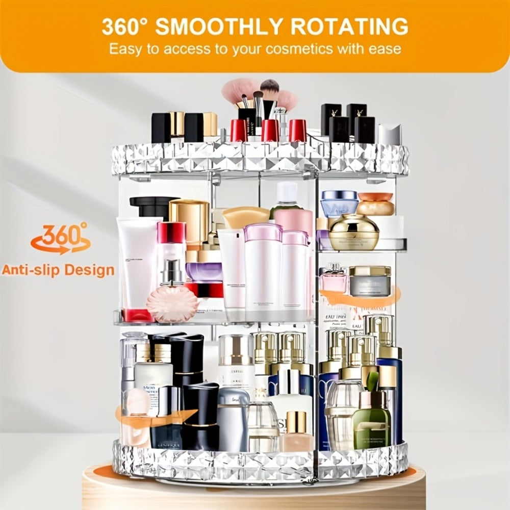[Makeup Organizer Stand] 360 Degree Rotating Makeup Stand, Large Capacity Makeup Product Storage Box, 7 Adjustable Layers, Perfume Organizer, Bathroom And Bedroom Dressing Table