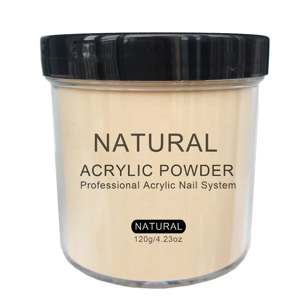 A Kit for Acrylic Nail Powder Featuring 4 Ounces of Glitter in Cool Pink, Golden, And Natural Tones, Suitable for Extensions, Sculpting, And 3D Designs. It Is Free of Formaldehyde, Does Not Require a Lamp, And Comes in a Durable Container Or Box