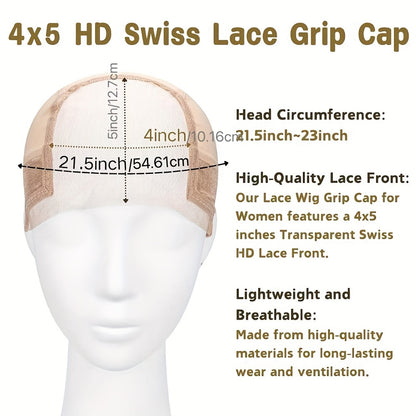 Lace Wig Cap 4x5 Adjustable Non-Slip with Ear Cutouts Transparent Lace Edge Soft Breathable for Women Brown Blonde Black 613 Daily Wig Wear