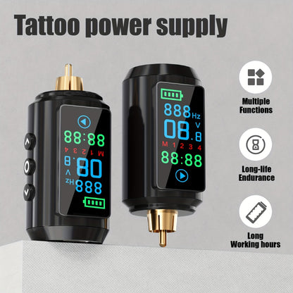 Wireless Tattoo Battery Power Supply with Color Screen - 1600mAh Cordless Tattoo Power Supply, 4 Memory Modes, RCA Connector, USB Rechargeable for Tattoo Gun, Beginners & Artists P7