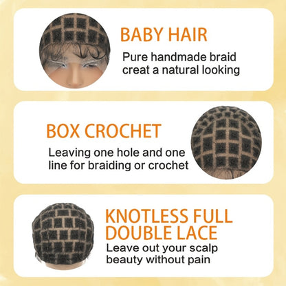 Crochet Wig Cap DIY Braiding Set — Double Full Lace, Baby Hair, Premade Lace Front, Nylon Hair Net & Hook Tool for Making Braided Wigs, 82–121 Sections
