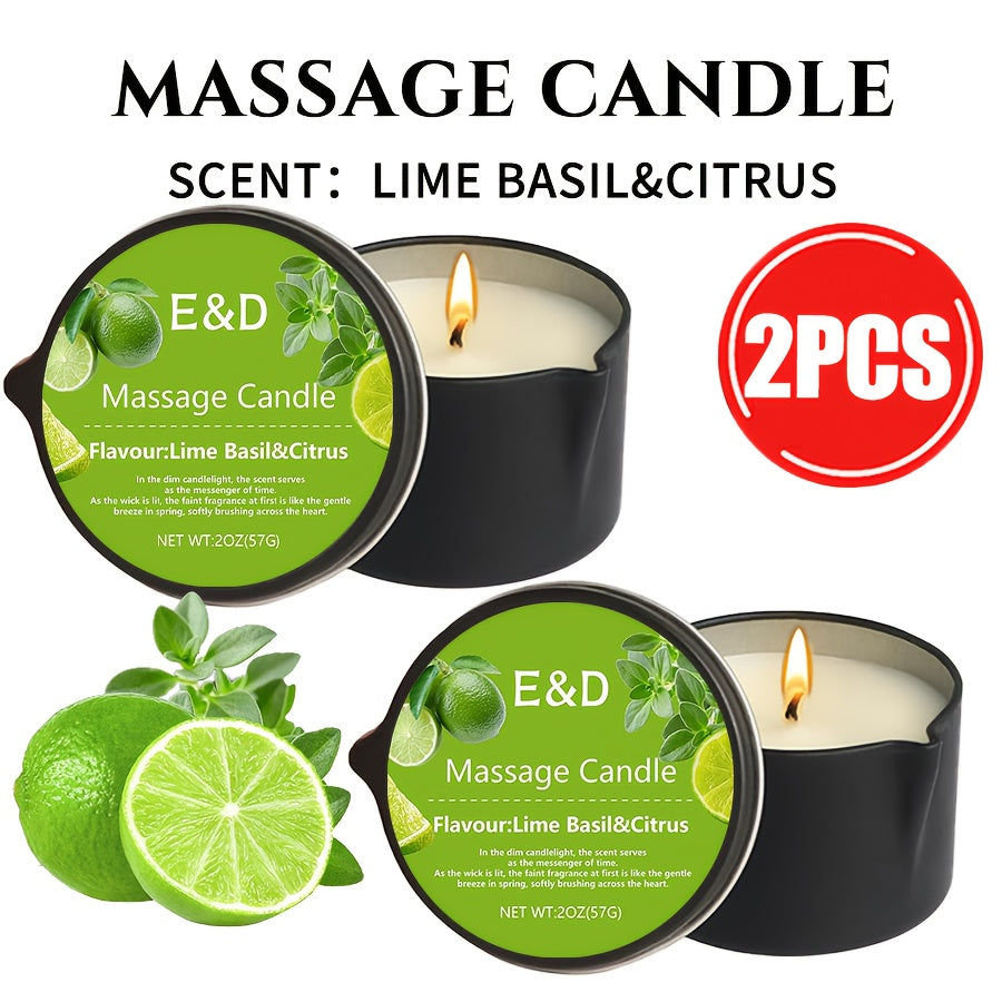 Massage Oil Candle 2-in-1 Soy Wax Scented Candle with Essential Oil Moisturizing Body Lotion Spa Pedicure Nail Salon Gift for Women 2oz