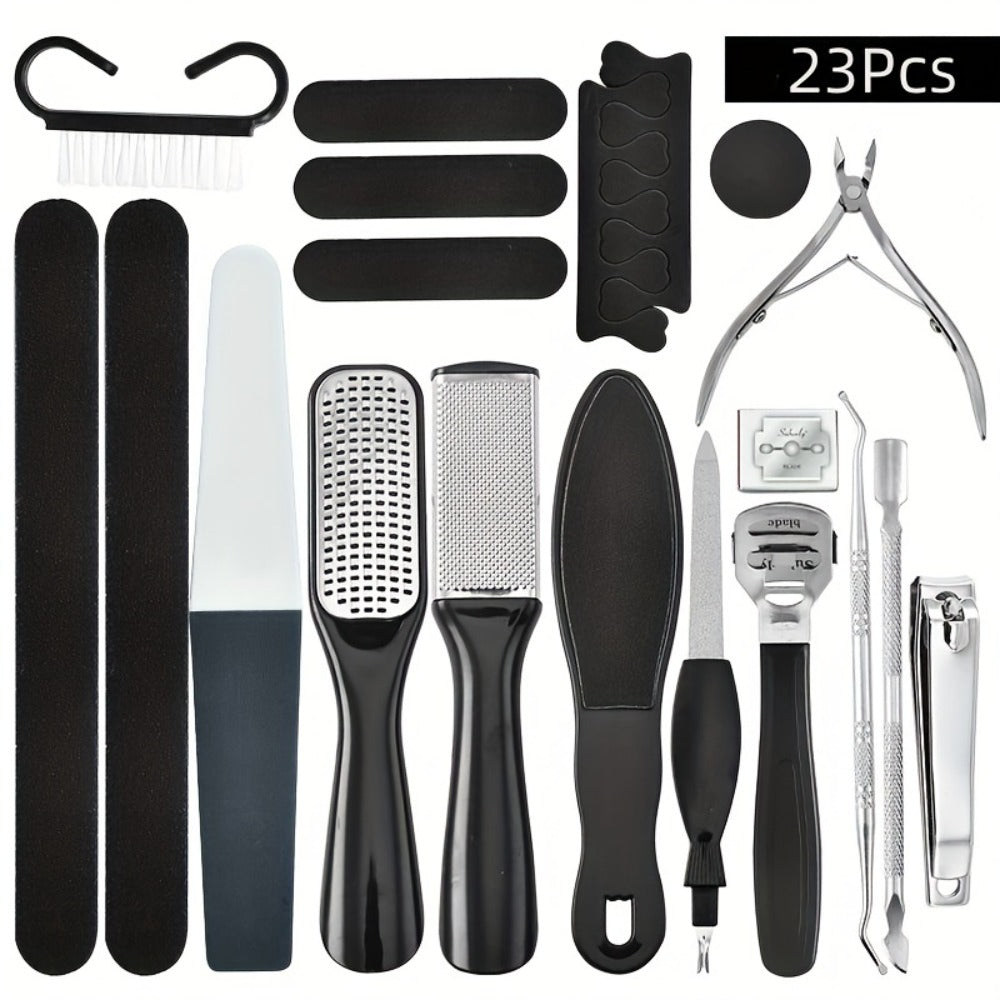 10/23pcs of Professional Pedicure Tool Set, Stainless Steel Foot Care Tool Set, Dead Skin Removal Pedicure Tool Set, Travel Essential for Men And Women