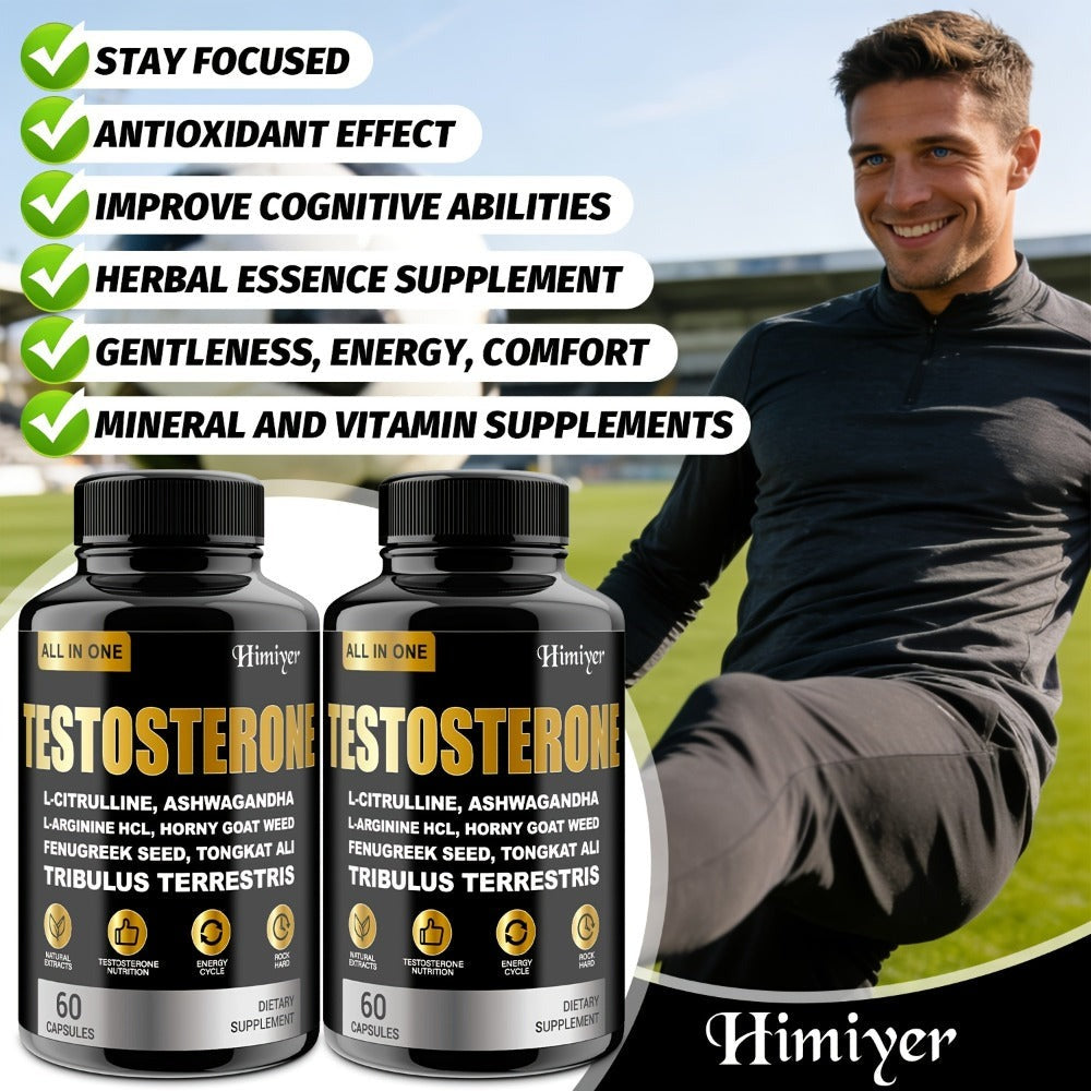 Rock Hana Male Testosterone Capsules, Male Testosterone, Vitamin Supplement - Contains L-Citrate, Asuganda, Male Goat's Foot Grass, Wild Vegetable Seed, Epimedium Extract, Maca, Indian Ginseng - Blue Chew for Men - Adult Enlargement Supplement, Muscl