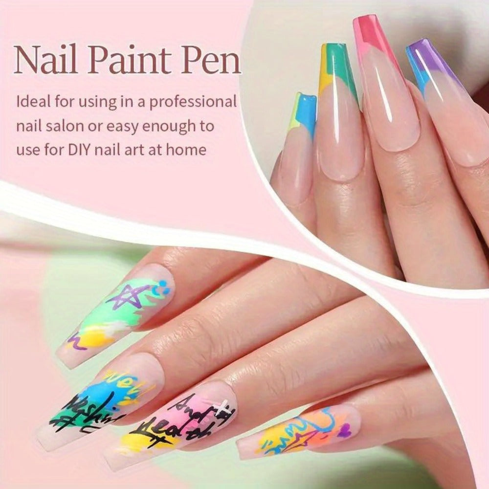 1 Set Nail Doodle Pen, 12-Color Acrylic Paint Pen, Nail Paint Quick Drying Dot Stitching Pen, Precision 3D Doodle Nail Art Pen, Nail Art Pen Set, Quick Drying, Suitable for Home And Salon, Detailed And Long-Lasting Design