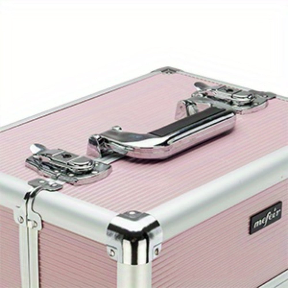 OmySalon 4in 1 Rolling Makeup Train Case, Aluminum Makeup Travel Organizer Cosmetic Case, Cosmetology Display Suitcase On Wheels, Beauty Storage Luggage Lockable W/4 Removable Wheels, Valentines Day Gift for Her, Valentine's Day And Other Festivals