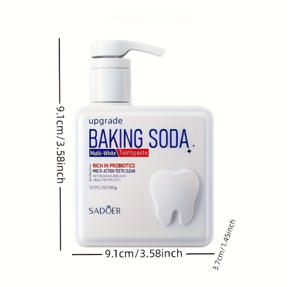 Large Capacity 300g Household Toothpaste, Pump Dispenser, Probiotic Containing Baking Soda Toothpaste, Deep Cleaning, Basic Cleaning, And Brightening, Fresh Breath, Thanksgiving Gifts for Family And Friends
