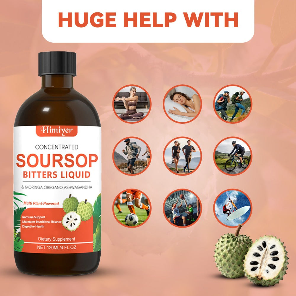 1/3pcs Soursop Bitters Liquid - Herbal Supplement, Gut Health Support - Contains Moringa, Oregano, And Ashwagandha, Suitable for Those with Sensitive Stomachs. Multi-Plant, Sugar-Free, Vegan Formula for Enhanced Vitality