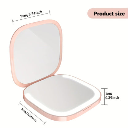 Makeup Mirror with LED Lights Two-Sided Magnifying Mirror - Foldable Portable Vanity Mirror, 3 Brightness Levels, USB Charging, Animal Theme Polished Frame, Travel Makeup Mirror for Women Girls