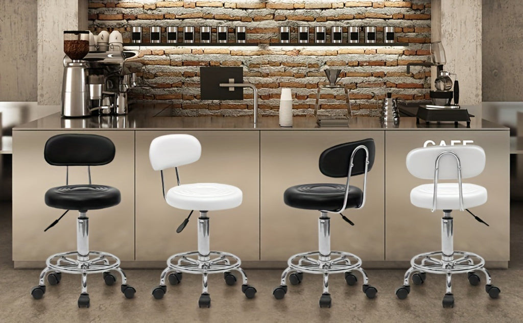 Round Shape Adjustable Salon Stool with Back and Line