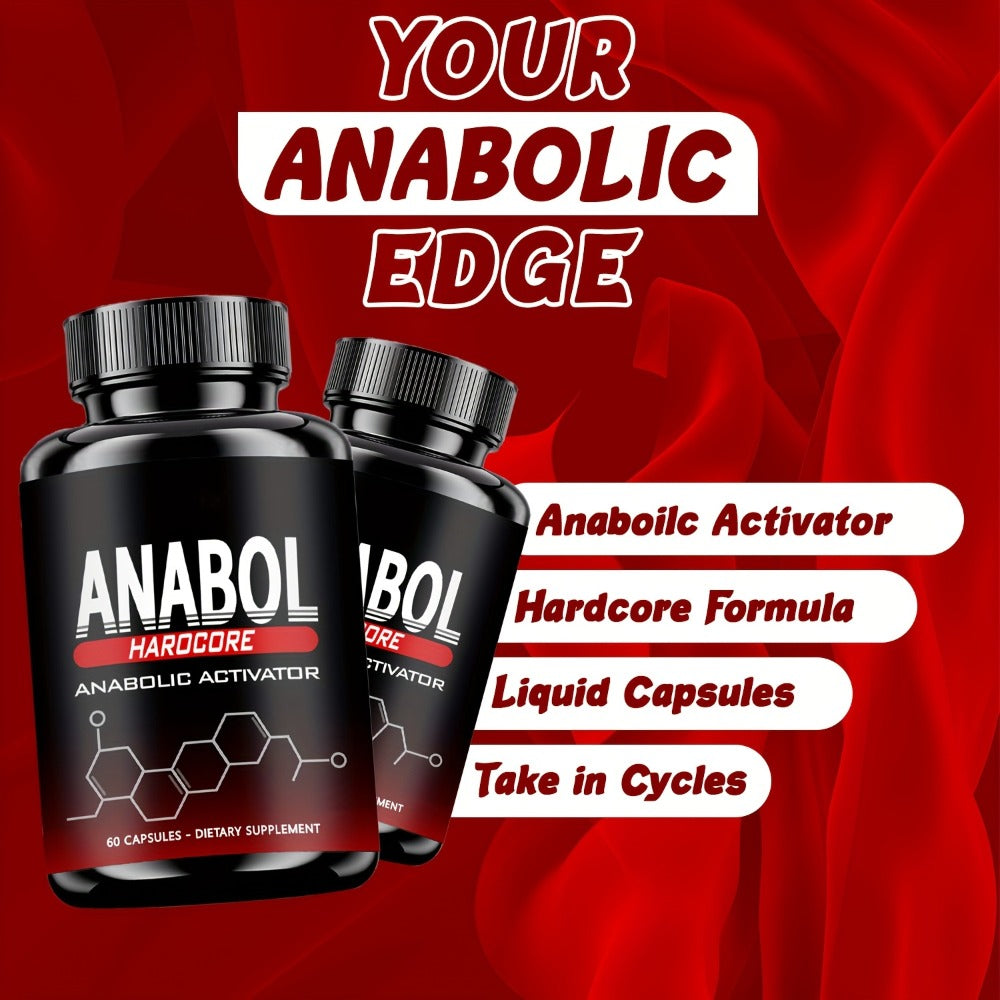 1/2/3pcs Anabol Hardcore Anabolic Activator, Dietary Supplement for Men - Advanced Energy, Strength, And Wellness Formula, 60 Capsules, 2-Year Shelf Life