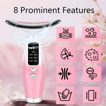LED Face Neck Shoulder Massager 7-Color Light Therapy Multiple Adjustable Modes USB Rechargeable Facial Beauty Instrument Skin Care Gift for Girls