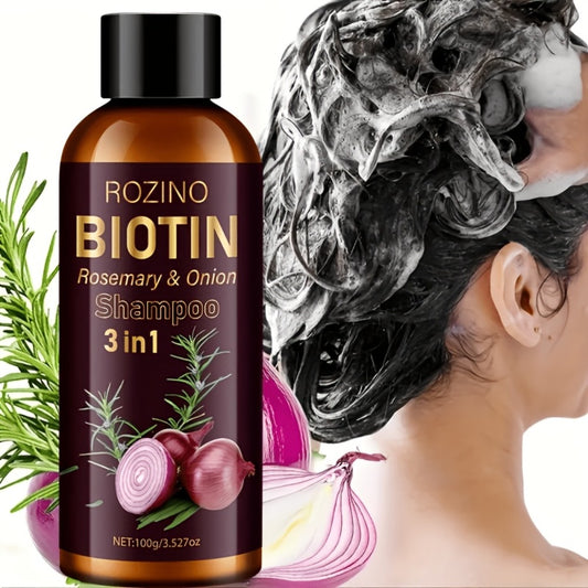 3.527Oz 3-In-1 Shampoo with Rosemary, Biotin, Onion, for Damaged Hair Scalp, Nourishes And Shines Hair, Cleanses Loose Scalp Debris, Strengthens Hair, Moisturizes Hair Roots, Revitalizes Hair/Hair'S Beauty