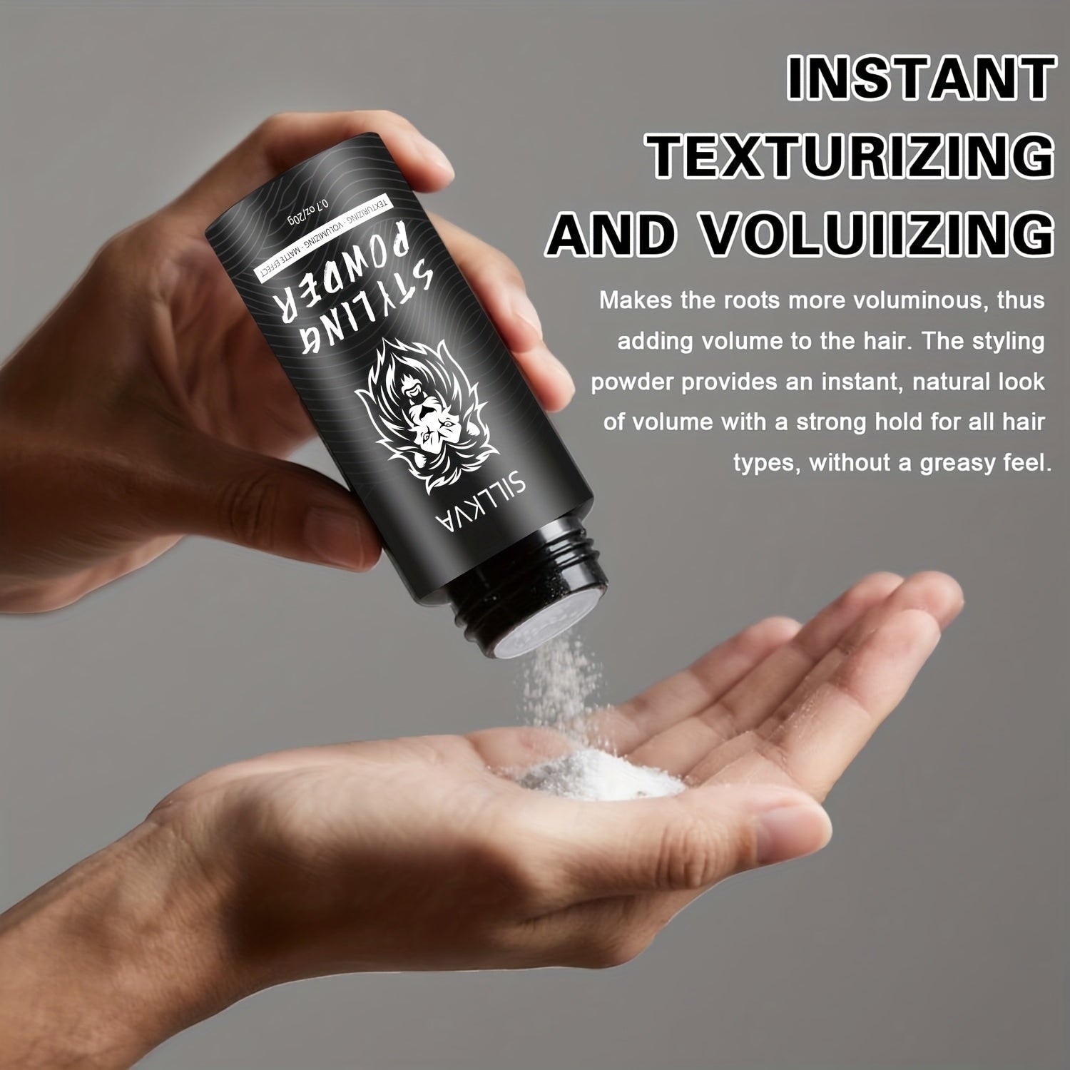 SILLKVA Volumizing Powder - Lightweight & Oil-Control, Long-Lasting Volume, Natural Flexible Hold, -Free Non-Buildup Formula, Matte Finish, Unisex 0.71oz, Texture Powder