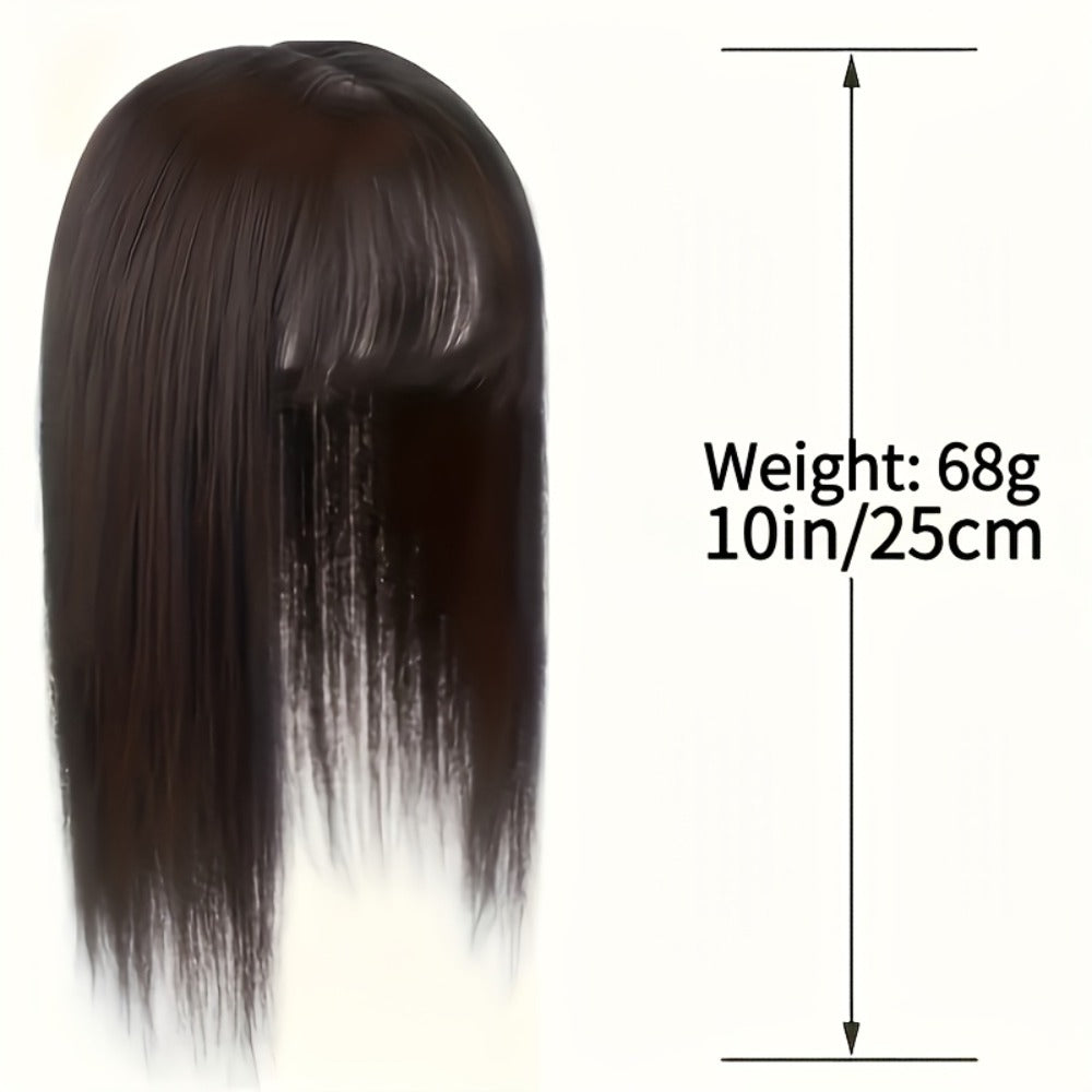 Hair Topper for Women Thinning Hair Crown Coverage with Bangs 10 Inch Lightweight Top Wig Hair Volume Increase Piece Black Dark Brown Light Brown