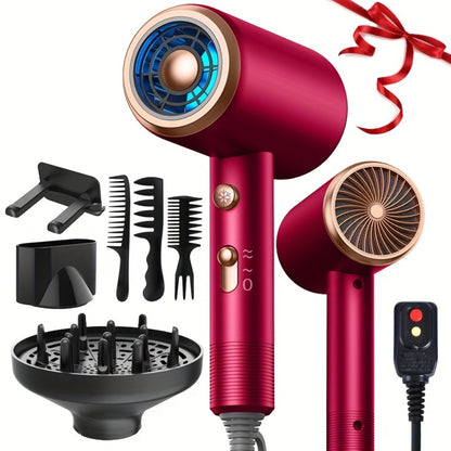 Professional Ionic Hair Dryer 1600W — Low Noise Quick Dry, 32000 RPM Motor, 2 Concentrators, Diffuser, 3 Combs & Hanger, Home Salon Travel Blow Dryer — 6 Colors