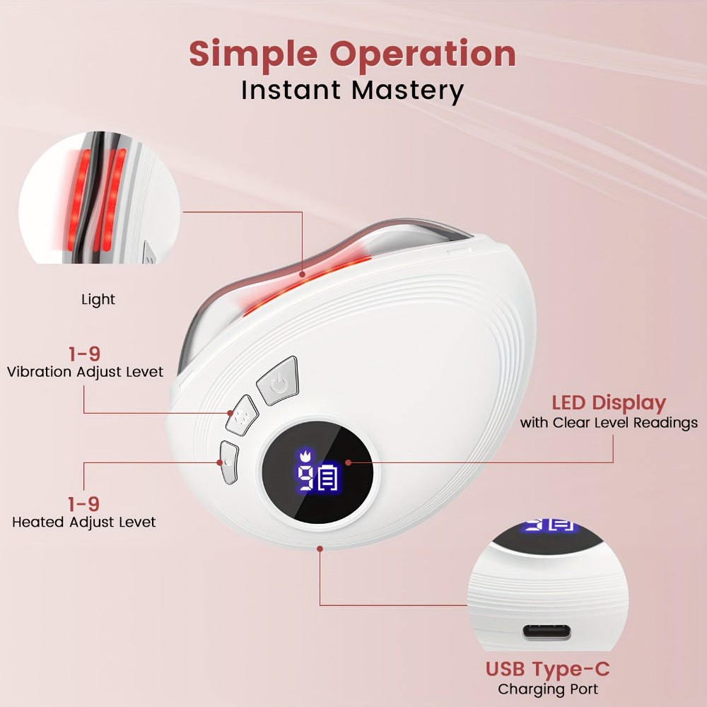 Pink Electric Gua Sha Facial Sculpting, 9 Speeds for Vibration And Another 9 Speeds for The Heat