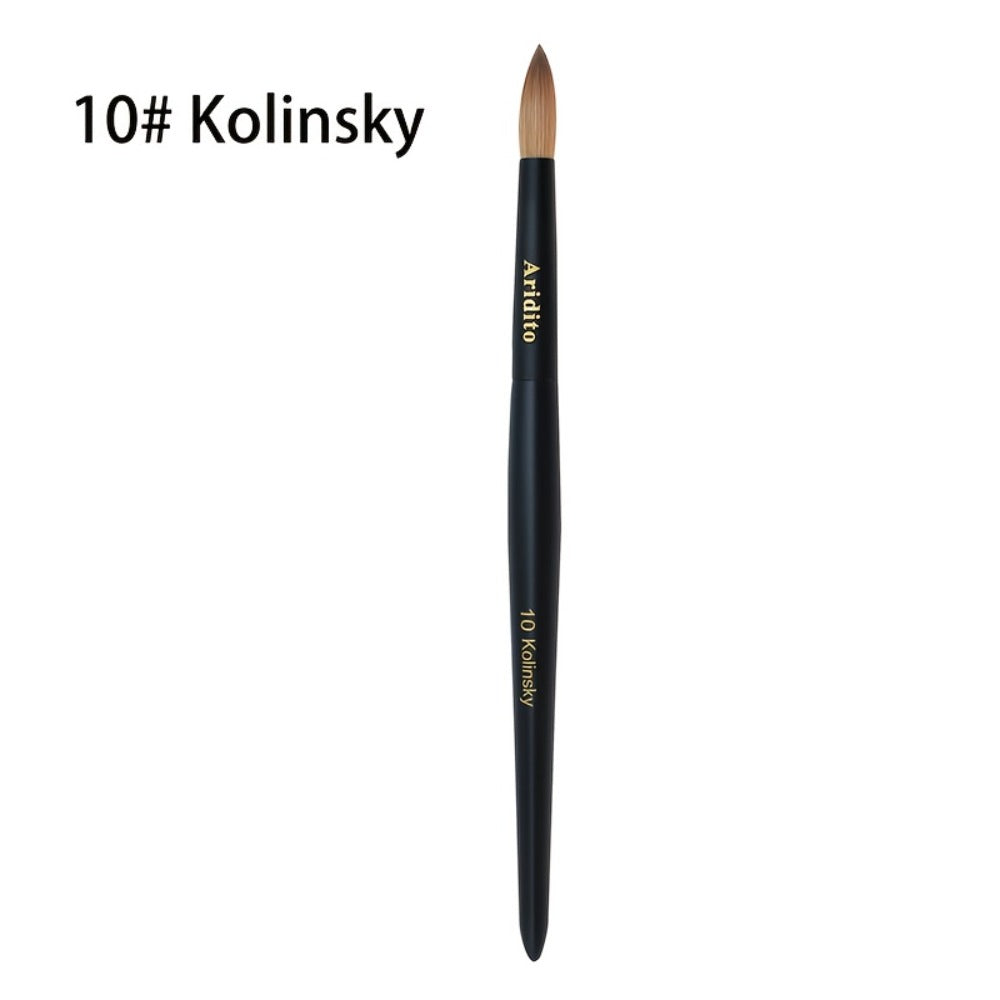 Aridito Kolinsky Round Head Acrylic Nail Art Brush Black Wooden Handle For Professional Manicure Home Salon(#8, #10, #12, #14)