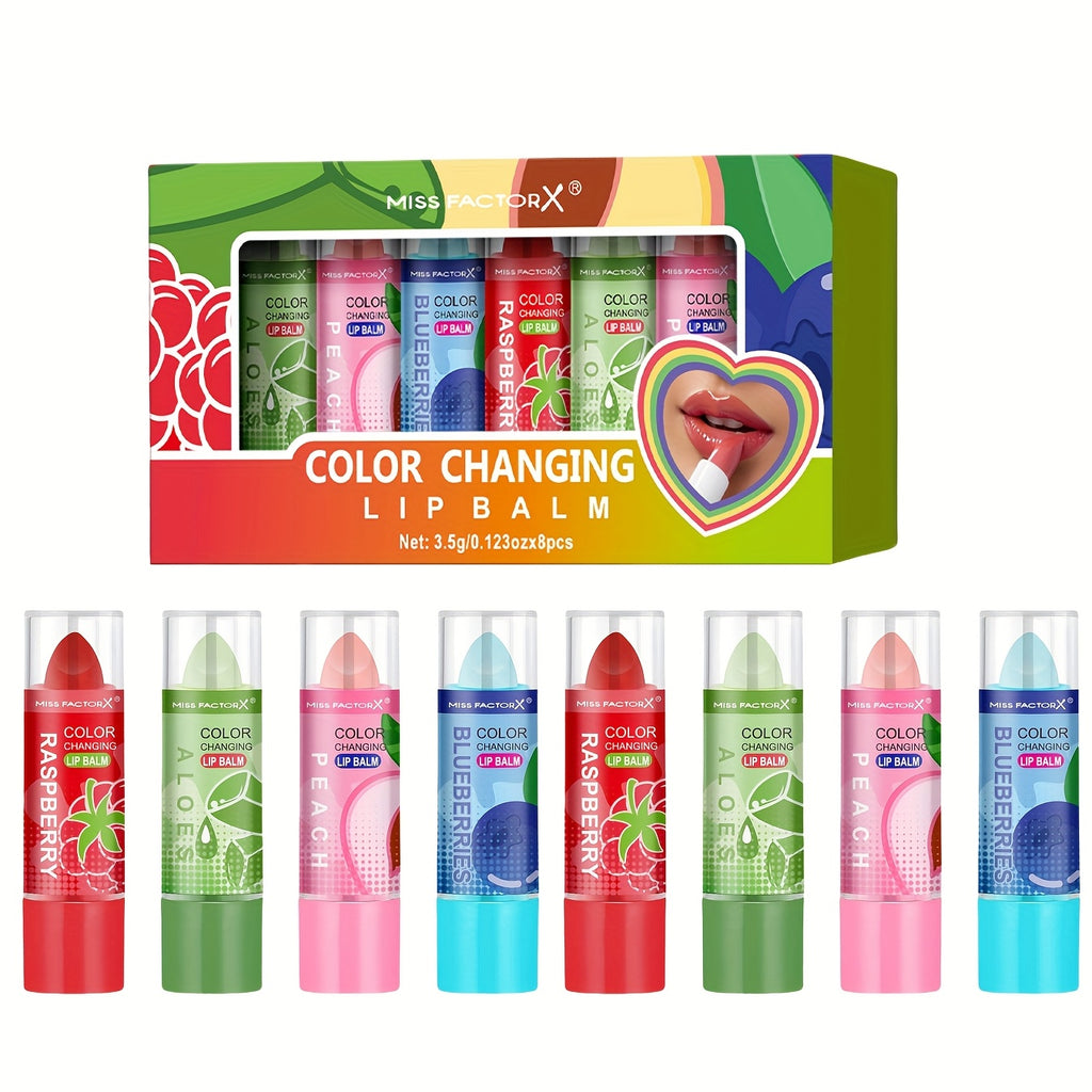 MISS FACTORX Original Color Changing Lipstick 8pcs - 12 Hours Long Lasting, Moisturizing, Anti-Transfer, Charming Colors, High Quality - Holiday Gift