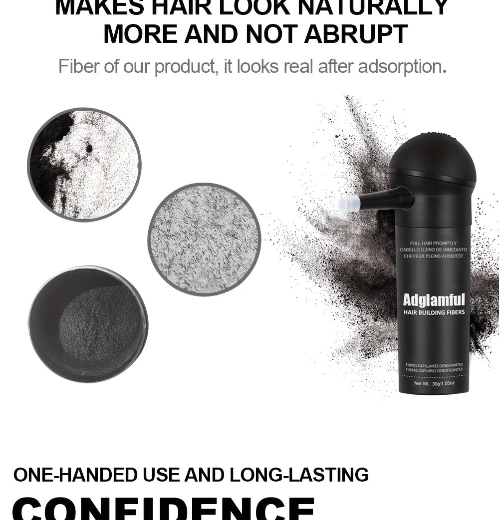 Adglamful Hair Volumizing Fibers 30g 2-IN-1 Set, 2pcs, Perfect for Areas with Sparse Hair, Fills In Part Lines And Hairlines, for Men And Women.