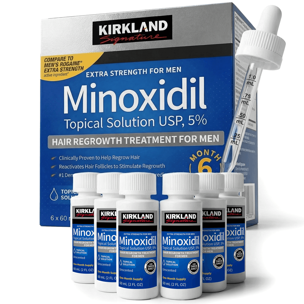 Kirkland Signature Minoxidil Liquid Extra Strength Hair Loss Regrowth Treatment for Men, 5% Topical Solution for Hair Growth