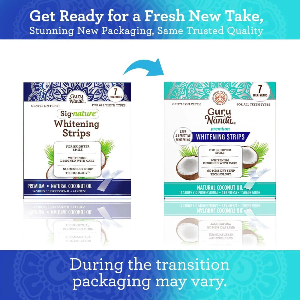 GuruNanda Teeth Whitening Strips - 7-Day Treatment with Non-Slip, Dry Strip Technology - Whitening Designed with Care for a Brighter Smile