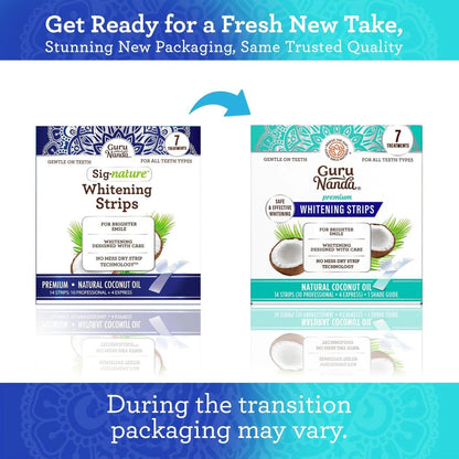 Teeth Whitening Strips 7-Day Treatment with Non-Slip Dry Strip Technology, Hydrogen Peroxide & Coconut Oil Formula, Removes Coffee Wine & Smoking Stains, Easy Peel-Off Design for Brighter Smile