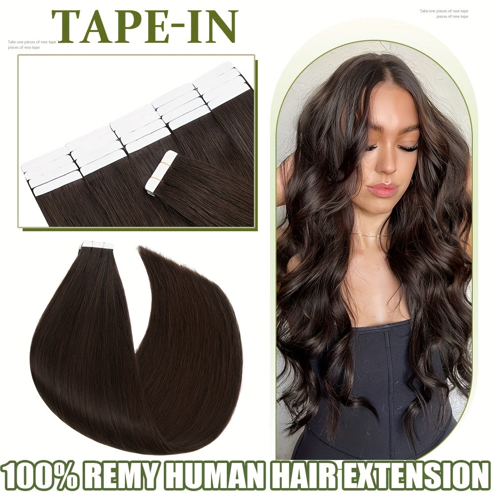 10pcs (10pcs Each) Brazilian Remy Human Hair Tape-In Extensions - Natural Straight Hair 12" 14" 16" 18" 20" 22" 24" Lengths, Invisible Tape-In Weft, 100% for Men &, Blonde/Brown/Blonde Ombre Highlights (Seamless Blending