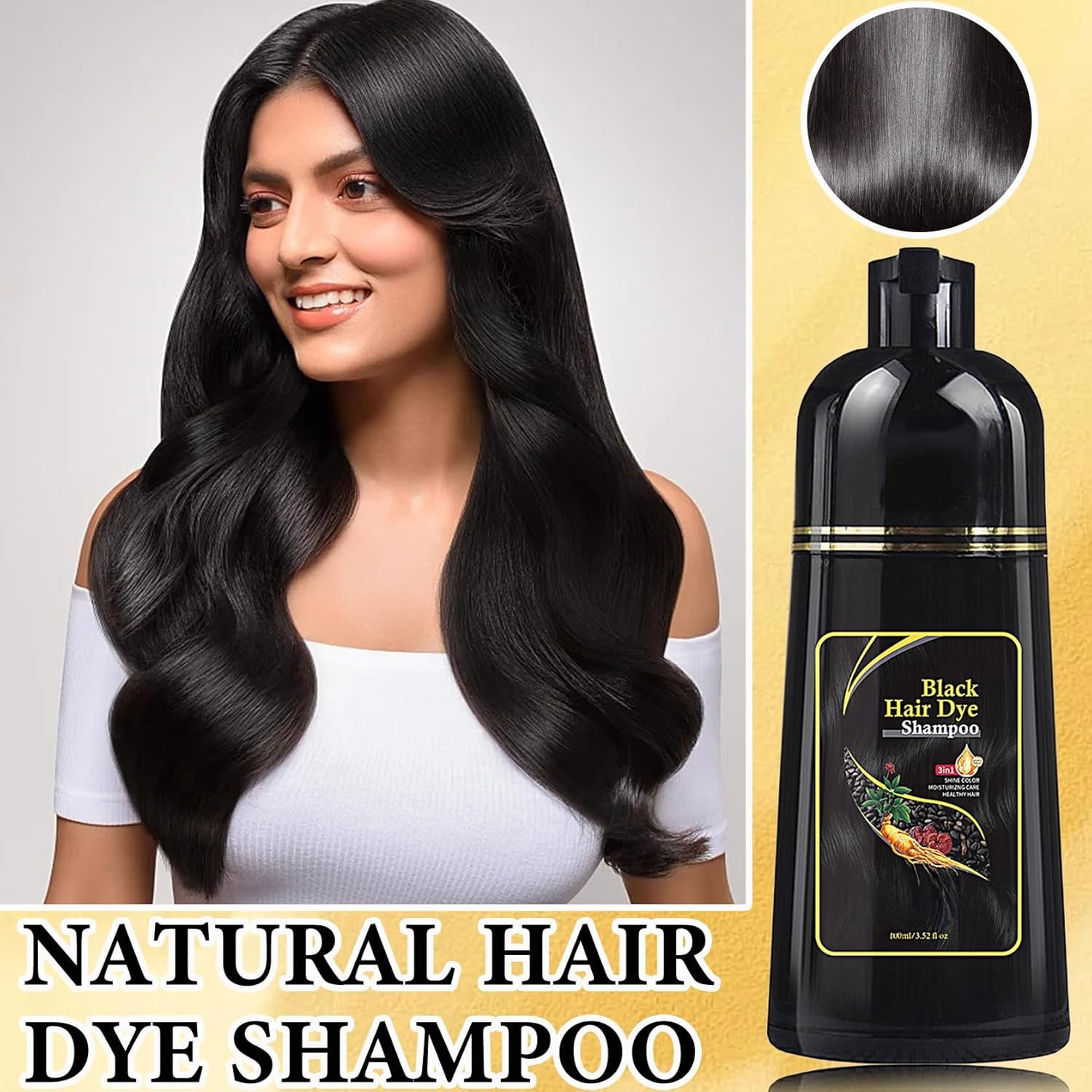 6pcs Set Of Black/Brown Cooling Shampoo Suitable for Long Hair, 3-In-1 Shampoo, Conditioner And Cooling Shampoo, Unisex Natural Hair Dye Shampoo, Halloween, Christmas Gift