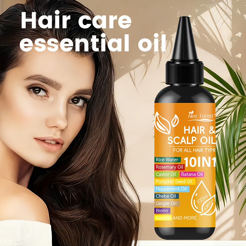 10in 1 Hair Care Oil, Containing Batana, Rosemary, Rice Water, Pumpkin Seeds, Mint, Shea Butter, Ginger, Keratin and Biotin, Moisturizing and Smooth, Suitable for All Hair Qualities, 3.38oz - Moisturizing and Smooth, Anti Manic, Herbal Essence