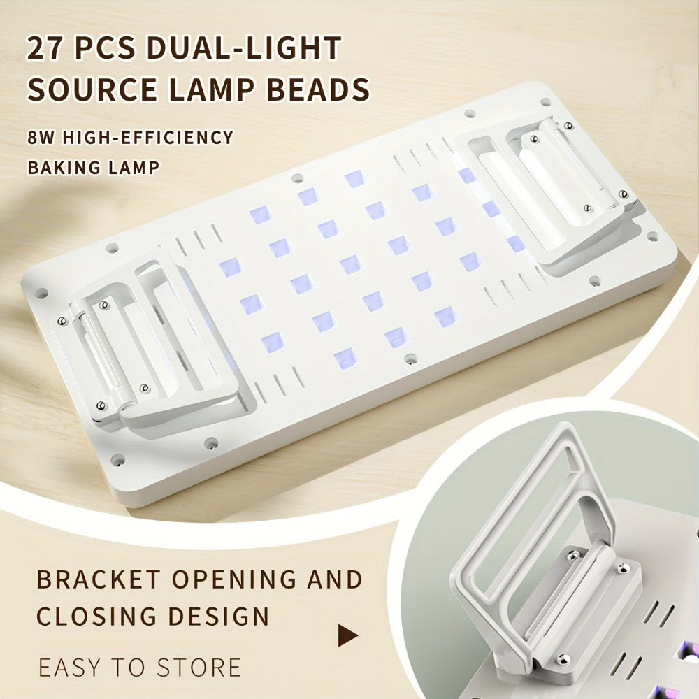 1pc Square LED Hand Pillow Nail Lamp Glue Dryer, Fast Nail Dryer Nail Polish Lamp with for Finger Nails, Toe Nails Salon (White)